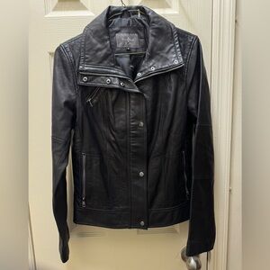 Cole Haan Black Leather Jacket Moto Style
